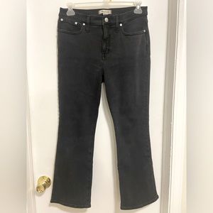 EUC Madewell mid-rise kick out crop flare jeans, black, size 29